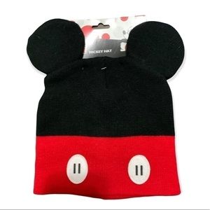 New Disney Mickey Mouse Hat w/ Ears OS Red Black & White NWT